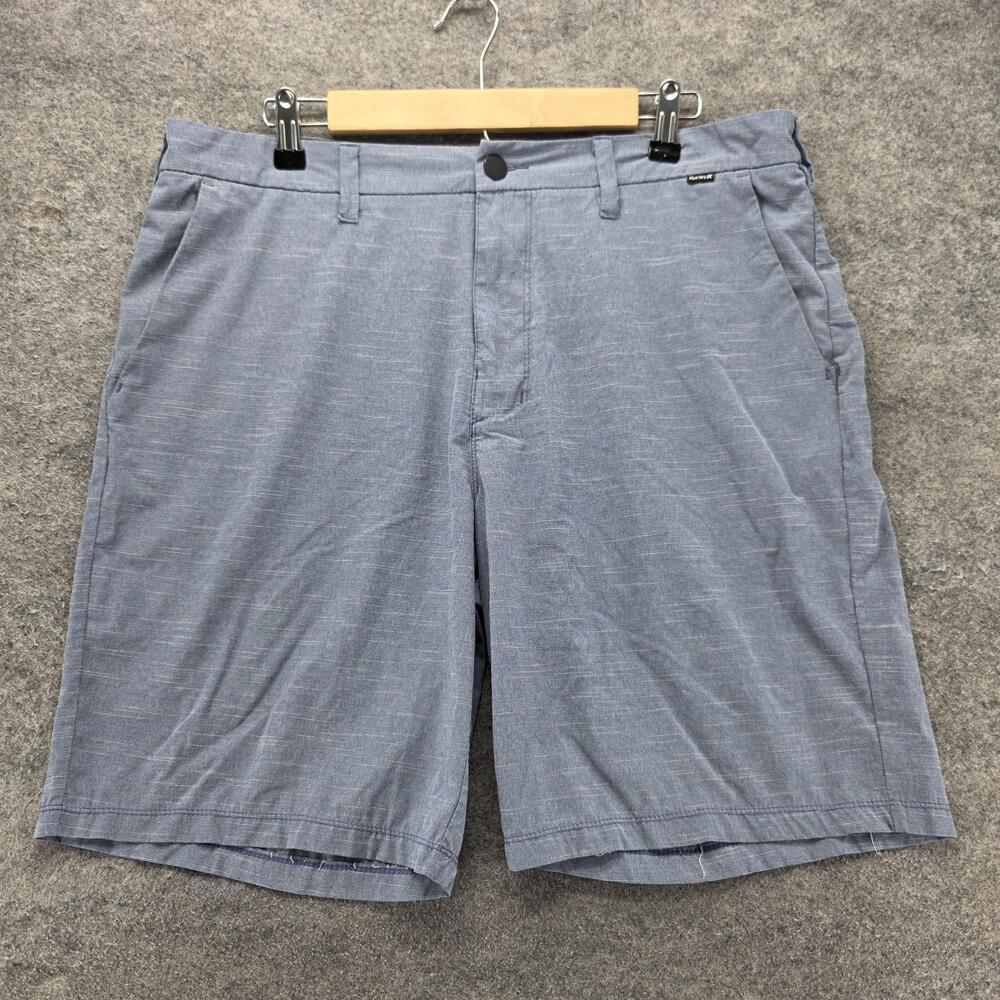 Hurley Phantom Shorts Mens 36 Blue Chino Microfiber Stretch Casual 9 Inseam